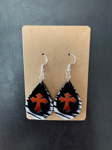 Zebra Cross Teardrop Earrings