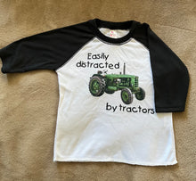 Load image into Gallery viewer, Easily Distracted By Tractors 3/4 Sleeve Raglan T
