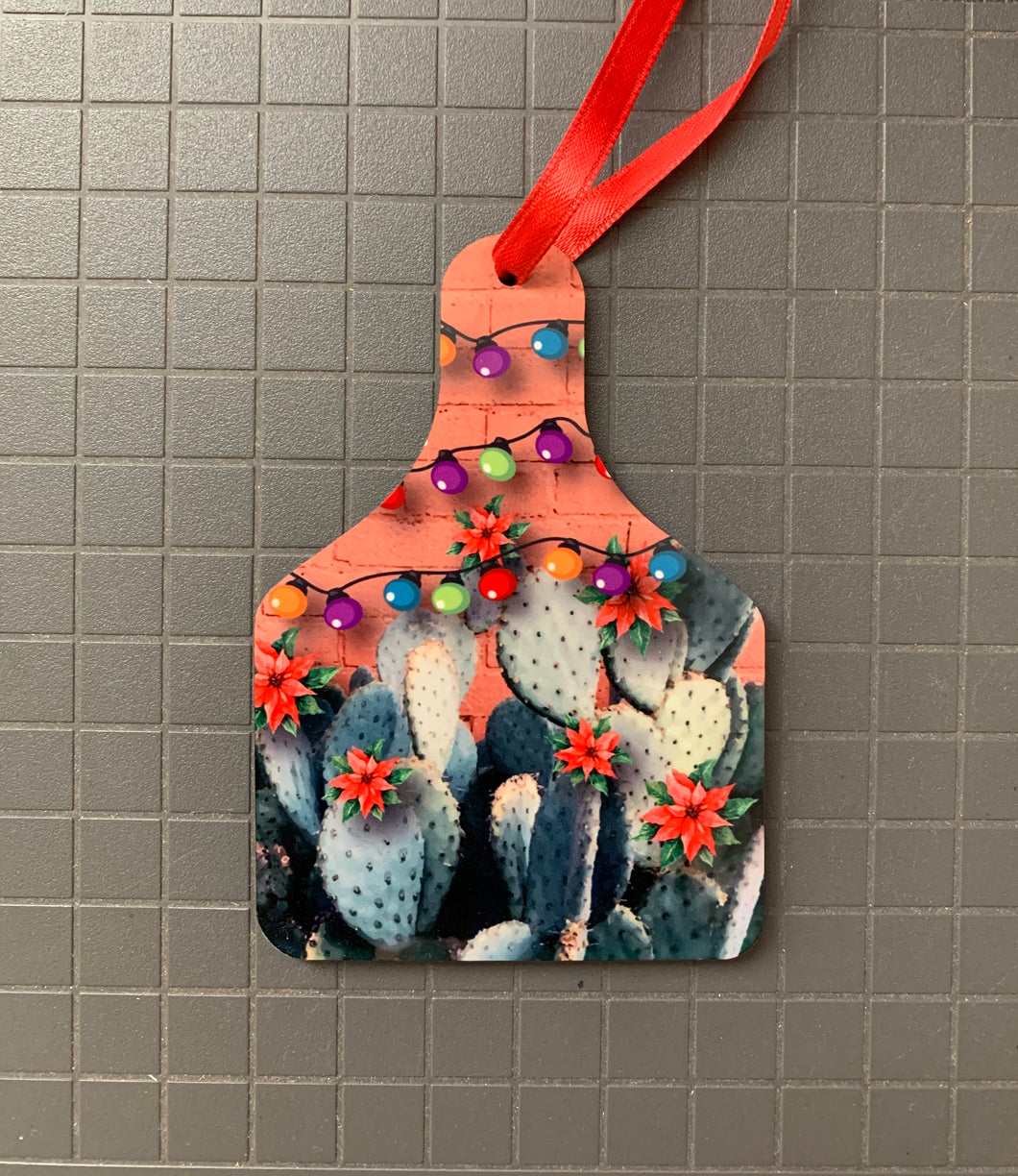 Cactus Western Cow Tag Christmas Ornament